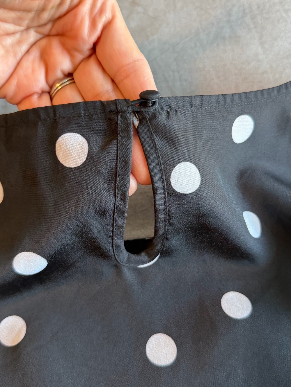 J. Crew Black Blouse with White Polka Dots, Large, Like new - Picture 10 of 10